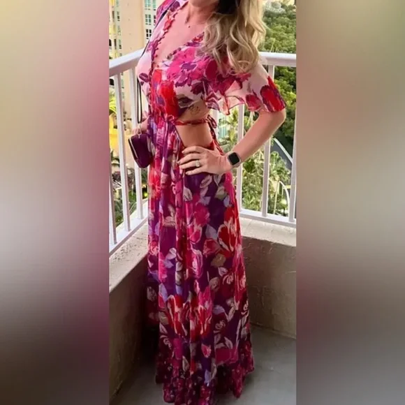 MISA Los Angees Calista Dress in Lilac Coming Up Roses Size XS - Picture 6 of 7